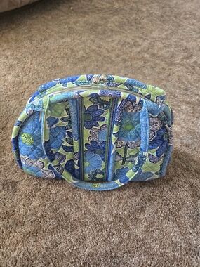 VERA BRADLEY Blue & Green Floral Quilted Carry Bag